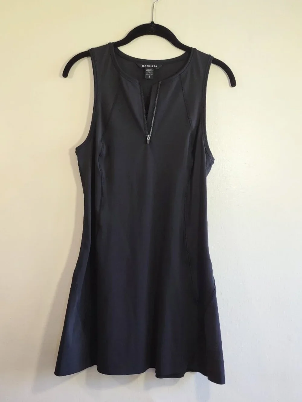 Athleta Ace Black Tennis Dress Sz Small Active Wear 1/4 Zip Sleeveless Golf - Picture 4 of 9